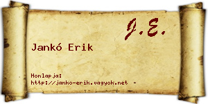 Jankó Erik névjegykártya